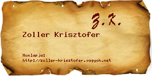 Zoller Krisztofer névjegykártya